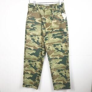 New Free People Women's Remy Green Camo Cropped Capri Jeans Waist 27